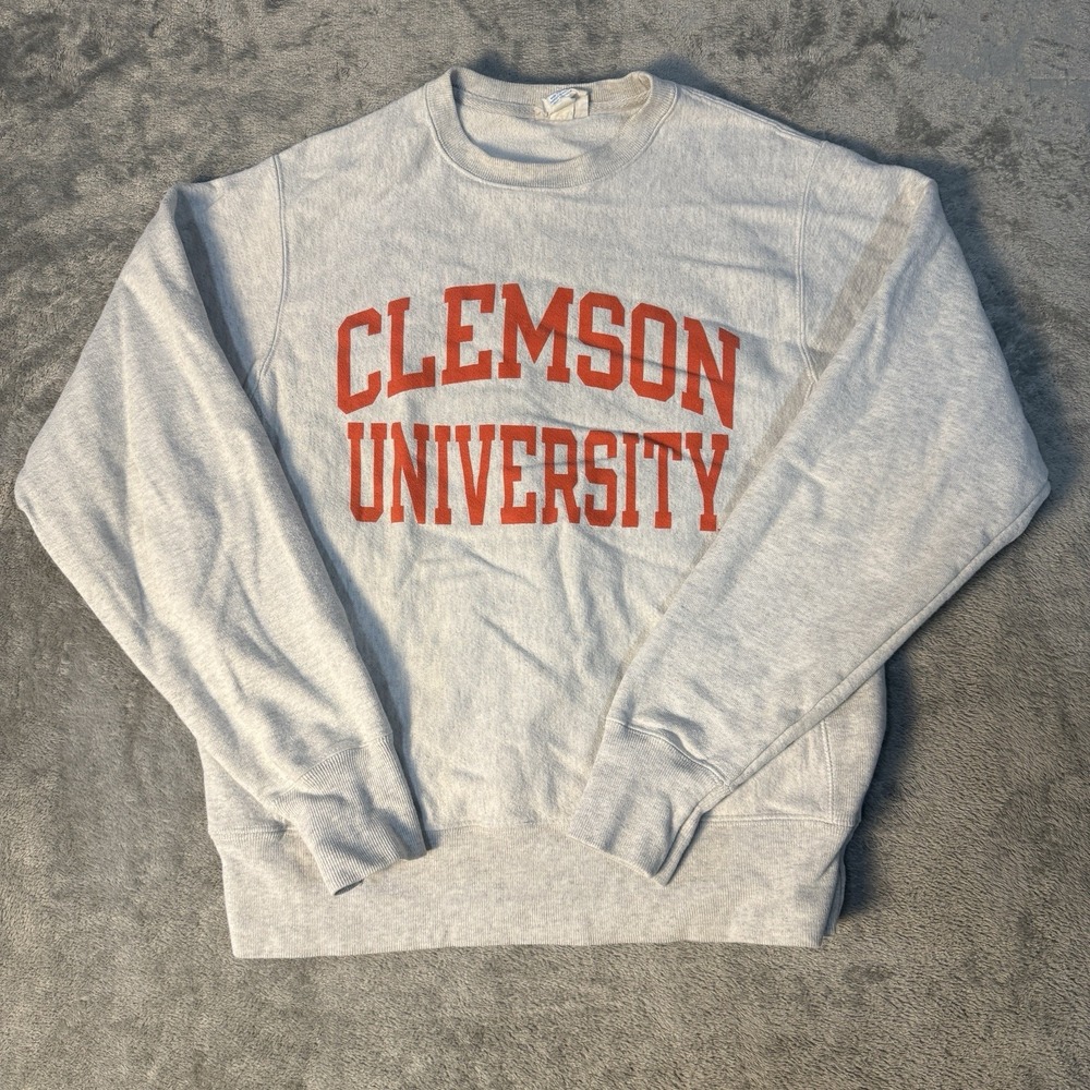 Vintage Champion Reverse Weave Clemson University Sweatshirt Gray Men's Small
